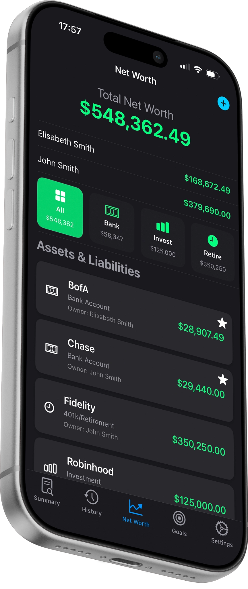 Budget Nerd net worth screen